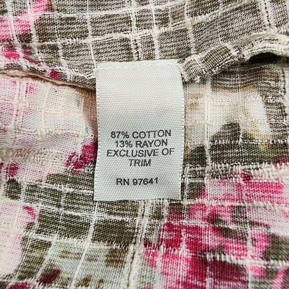 J. Jill Women's Olive Textured Floral Button Front Jacket Size M Petite - Picture 10 of 10